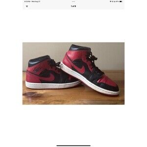 Nike Air Jordan 1 Mid Banned Bred Mens Sz 7.5 Black-Gym Red -White #554724-074